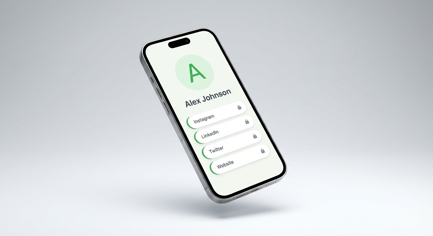 QR Me profile page displayed on a mobile phone